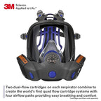 3M Secure Click Full Face Reusable Respirator with Large Lens, Speaking Diaphragm and Push Button Seal Check, FF-802, Painting, Sanding, Chemical Clean-up, Sawing, Medium