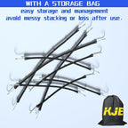 KJE 12Pack(21", 31") Rubber Bungee Cords with Adjustable Hooks - Quality EPDM, Heavy Duty Black Bungee Straps, Ideal for Outdoor Tie Downs, Securing Tarps, Canvases, Cargo in Cold Hot Climates