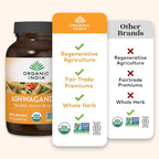 ORGANIC INDIA Ashwagandha Capsules - Organic Ashwagandha Supplement - Vegan Ashwagandha Root, Gluten-Free, Kosher, Non-GMO, Supports Stress Relief, Energy, and Sleep - 180 Capsules