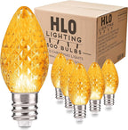 Holiday Lighting Outlet Faceted C7 Christmas Lights | Yellow LED Light Bulbs Holiday Decoration | Warm Christmas Decor for Indoor & Outdoor Use | 2 SMD LEDs in Each Light Bulb | Set of 500