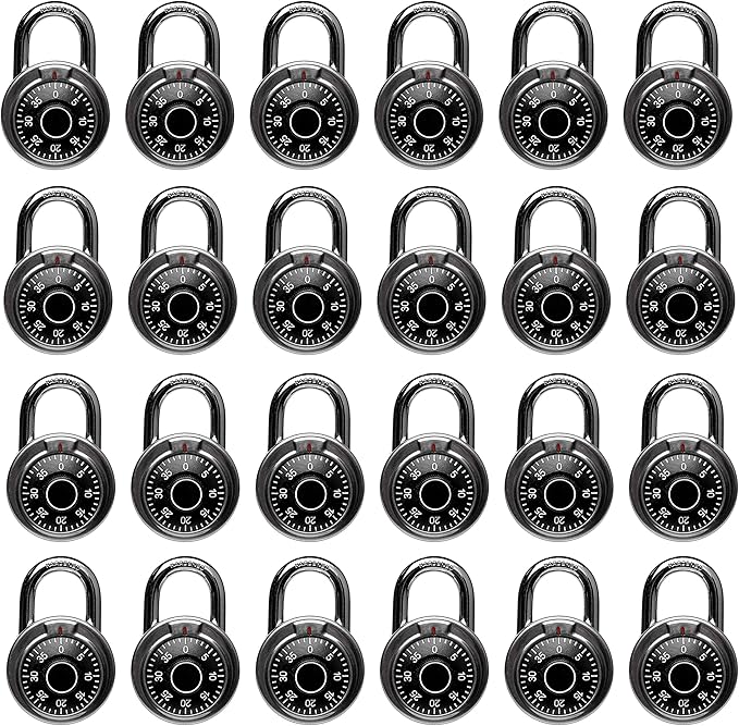 Locker Lock, Combination Lock, Black, 2 in, 24 Locks