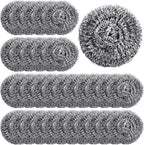 Yinkin 100 Pieces Stainless Steel Scrubber Bulk Steel Wool Scrubber Metal Sponge Wire Scouring Pad Heavy Duty Clean Dish Pot Pan and Oven for Kitchen, Bathrooms, and More