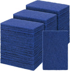 Hoolerry 100 Pcs Heavy Duty Scouring Pads Non Scratch Household Scrub Pads for Cleaning Reusable Pan Scrubber Anti Grease Scrubbing Pads for Dish Kitchen Metal Grills, 4.3 x 3 x 0.3 in (Blue)