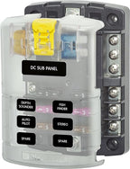 Blue Sea Systems 5025 ST Blade Fuse Block 6 Way Circuits with Negative Bus and Cover, 100 Amps