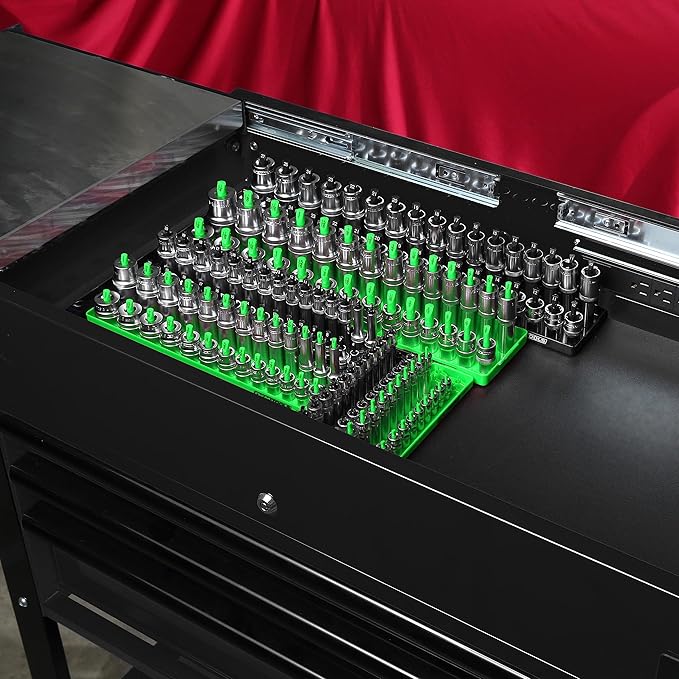 OEMTOOLS 22233 Tool Storage Organizer for SAE and Metric Socket, 6PC Socket Organizers for 1/4", 3/8", and 1/2" Drive Sockets, Optimize Toolbox Organization