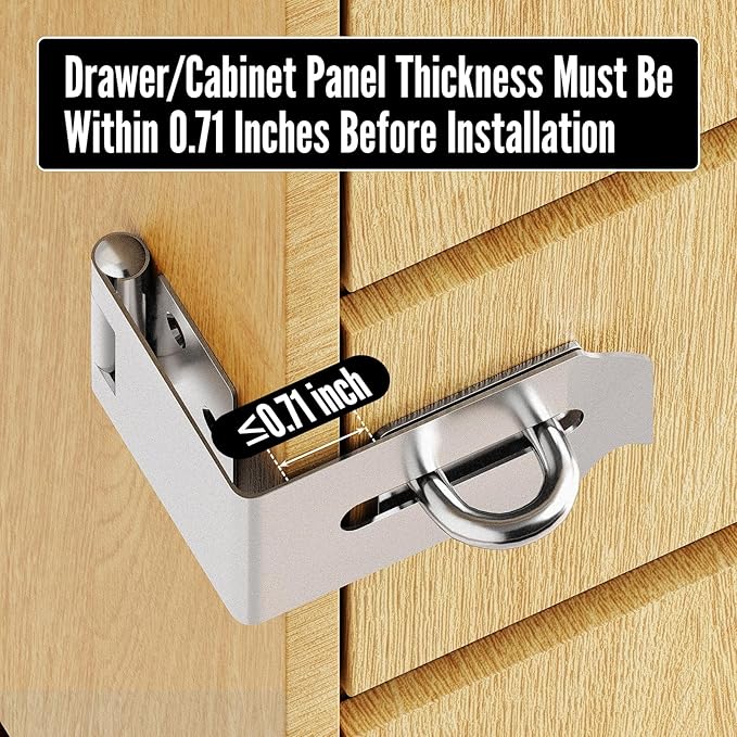 Door Lock Hasp Latch, 90 Degree Solid 304 Stainless Steel File Cabinet Hasp Lock Latch, Extra Thick Gate Lock Hasp Padlock with Keys Brushed Finish (1.96 Inch, Silver)