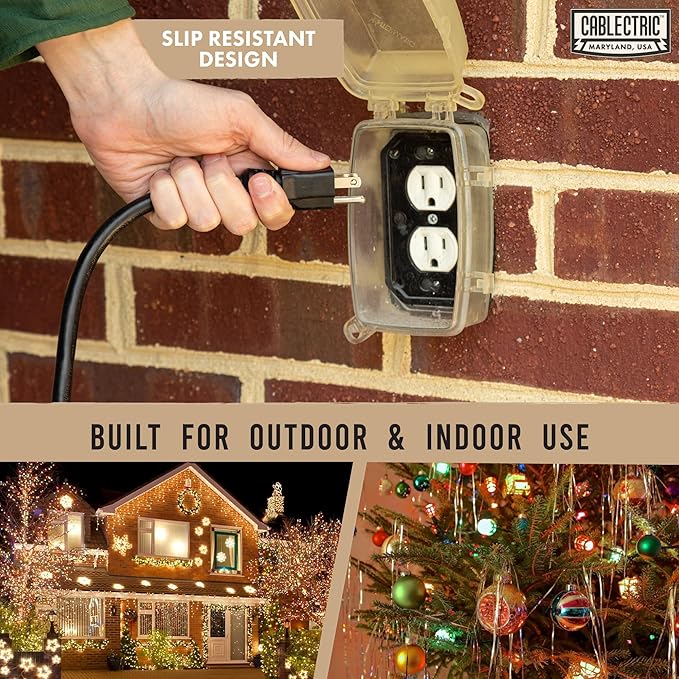 Weatherproof Black Extension Cord 15 ft, 16/3 SJTW 15 Foot Outdoor Extension Cord 3 Prong, 13 Amp Heavy Duty Exterior Power Cable Great for Outside, Landscaping & Lawn - UL Certified