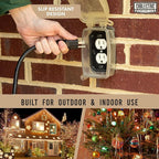 Weatherproof Black Extension Cord 15 ft, 16/3 SJTW 15 Foot Outdoor Extension Cord 3 Prong, 13 Amp Heavy Duty Exterior Power Cable Great for Outside, Landscaping & Lawn - UL Certified