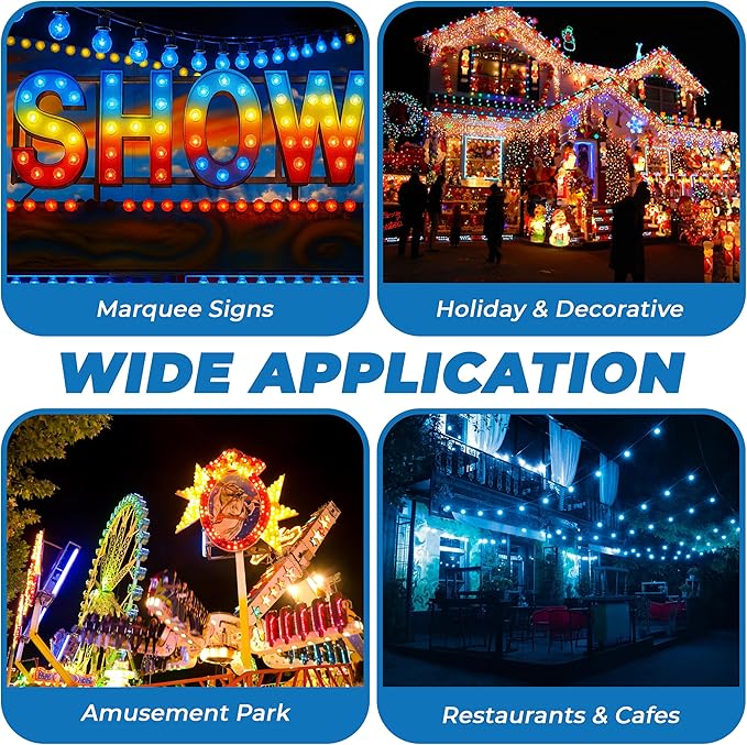 OHLECTRIC 10 Pack - S11 Ceramic Blue Night Bulbs | Dimmable | 7.5W Incandescent Light Bulb with E26 Medium Base | 40 Lumens Brightness | 2700K Warm White Light for Home Illumination