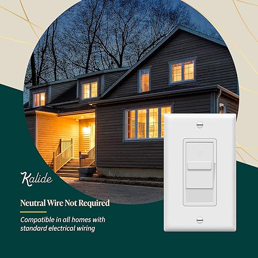 TOPGREENER Digital Dimmer Light Switch for 200W Dimmable LED/CFL Lights, Single Pole Led Slide Dimmer Switch, Neutral Wire Not Required, Wall Plate Included, UL Listed, TGDS1-W-6PCS, White,6 Pack