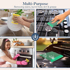 Simplified 6-Pack Steel Scouring Sponges with Rust Resistant Stainless Steel Threading for Home and Kitchen Cleaning Supplies, Heavy Duty Cleaning Sponge for Kitchen & Bathroom, Navy/Yellow