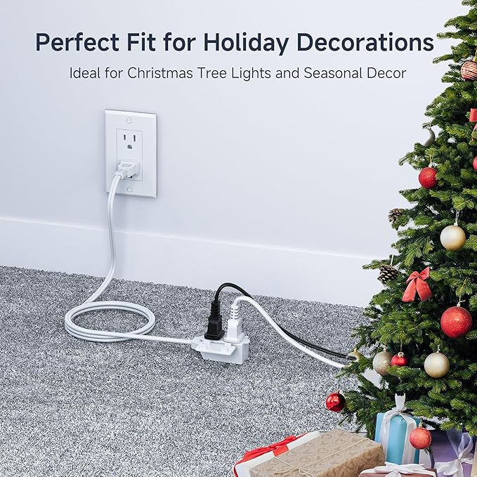 [UL Listed] Cable Matters 2-Pack 16 AWG 2 Prong Long Extension Cord 15 ft, 13A 3-Outlet Extension Cords with Tamper Guard, 13 Amp, 1625 Watts, White