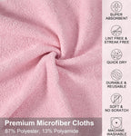 UPSTAR Microfiber Cleaning Cloth, Reusable Paper Towels Rolls, Dish Rags for Washing Dishes, Kitchen, Bathroom, Car, 12x12 inch, 50 Packs/Roll, Pink