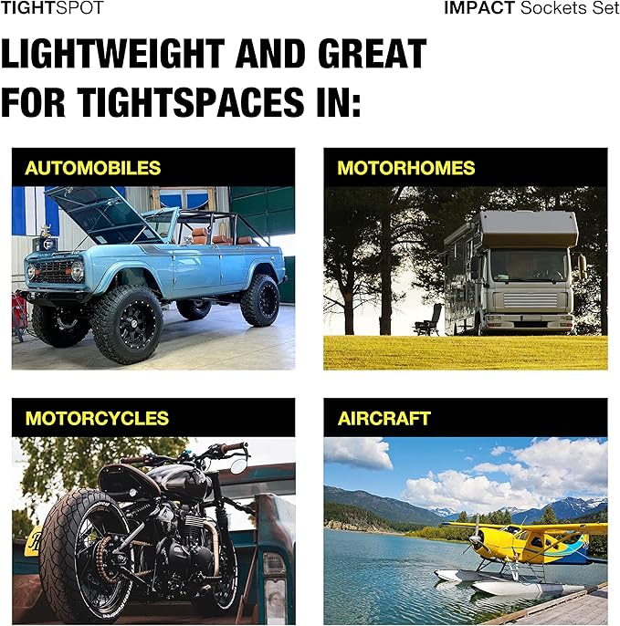 TIGHTSPOT 1/4" Drive 80pc Impact Socket MASTER SET, our Most Complete Set Ever with SAE & Metric from 3/16 Inch - 9/16 Inch, 4mm - 15mm, Standard/Deep/Universal & Torx & Inverted Torx Sockets & More