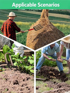 Heavy Duty Garden Fork for Digging, 4 Tines Pitch Fork for Gardening Compost, Garden Pitch Fork with Wooden Handle, 45 Inches-Red