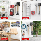 Ultrawall Garage Storage Hooks, Heavy Duty Steel Tool Organizer, 12.4 Inch Wall Mount Hangers Racks for Car Tires, Ladders, Chairs, Ropes and Garden Tools, 4 Pack