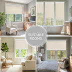 ChrisDowa Cordless Blackout Roller Shades for Windows, Thermal Insulated UV Protection Pull Down Shades, Total Blackout Window Blinds for Home, Office, Bedroom, Door (58" W x 72" H, Beige)