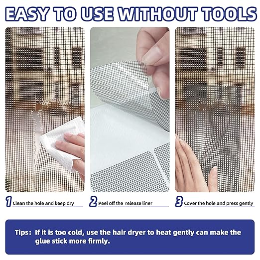 KING MOUNTAIN Grey Window Screen Repair Patch, 20Pcs 4" x 4" Heavy Duty Screen Repair Tape for Window Screen and Screen Door Tears Holes,Strong Adhesive & Waterproof Window Screen Repair Kit