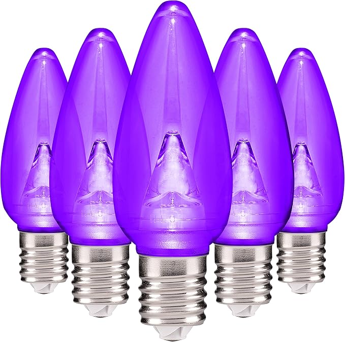 HLO Lighting Smooth C9 Christmas Lights | Purple LED Bulbs for Indoor & Outdoor Christmas Decor | Set of 25