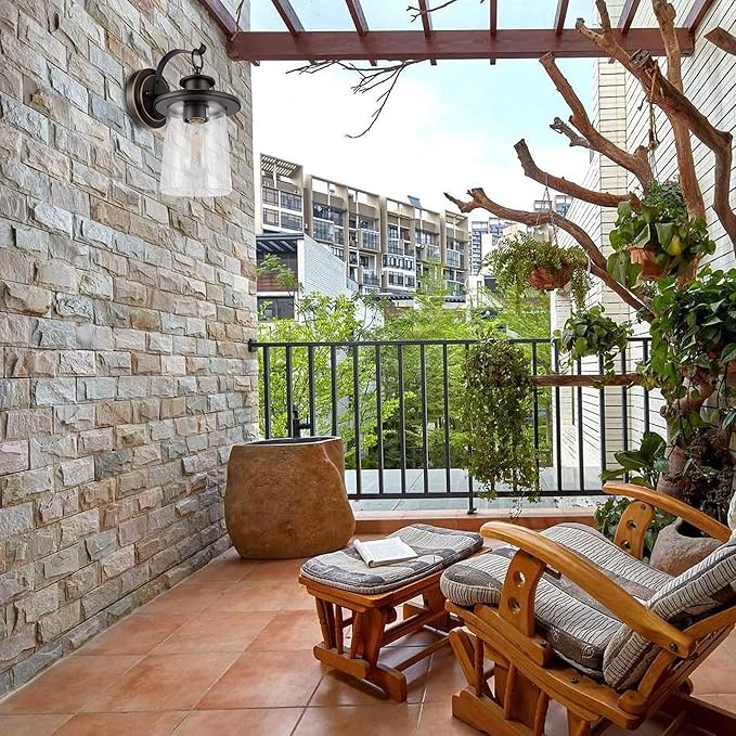 GRUENLICH Outdoor Wall Lantern, Wall Sconce as Porch Lighting Fixture, E26 Medium Base, Metal Housing Plus Clear Glass, Oil Rubbed Bronze Finish, Bulb Not Included, 1-Pack