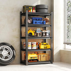 Garage Shelving Units, Heavy Duty 5-Tier Storage Shelves, Metal Adjustable Storage Rack, Steel Shelves, 2750 lbs Capacity, Industrial Shelving for Heavy Tools (Black, 15.74"Dx35.43"Wx71.18"H, 5-tier)