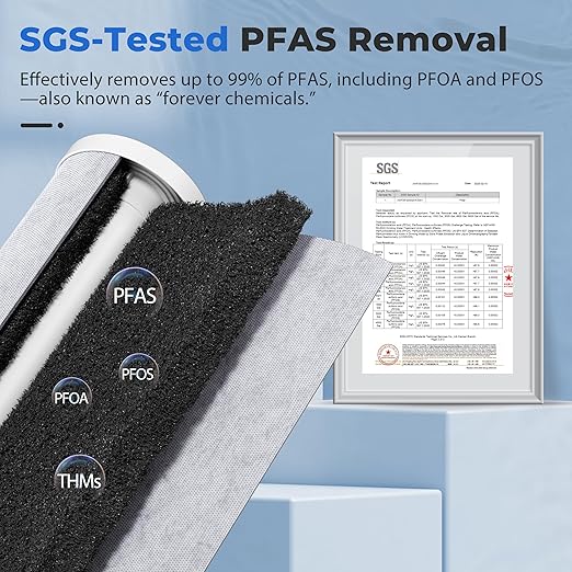 iSpring Whole House Water Filter System Ultimate PFAS Scale and Heavy Metals Protection Removes Up to 99% PFOA & PFOS with SGS-Tested Media, Jumbo Spin-Down Sediment Filter Model: WGB32B-PFKDS+WSP50J