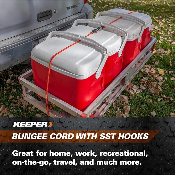 Keeper - 36” Bungee Cord with SST Hooks, 4 Pack - UV And Weather-Resistant
