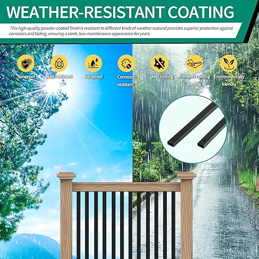 Black Metal Deck Balusters 32", Deck Railing and Indoor Stairs Railing,Hollow Rectangular Stair Railing with Screws for Deck Railing and Outdoor Porch-25Pack