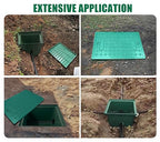 24x16x16 Underground Splice Box Rectangular Electrical Junction Boxes Polyethylene Distribution Pull Chamber W/FRP Inspection Cover Access Enclosure Pit Drillable Tapered Wiring Box for Cable