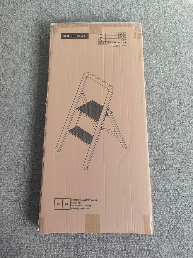 KINGRACK Aluminium 2 Step Ladder, Lightweight Step Stool with Non-Slip Pedals, Handrail, 330LBS Foldable Step Ladder for Kitchen, Garage, Home, Space Saving, Sturdy and Portable, Silver