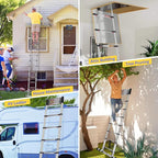 16.5 FT Stainless Steel Telescoping Ladders - One-Button Retraction Collapsible Extension Ladder for Home,RV,Attic,Lasts 375 LBS