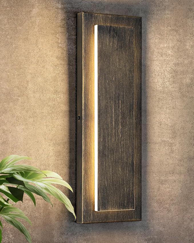 tewei LED Outdoor Wall Lights, 15.7'' Modern Outdoor Indoor Wall Sconce Large Exterior Lighting Fixtures Outside Front Door Lights for House, Hallway, Warm White 3000K, Antique Black, 1 Pack