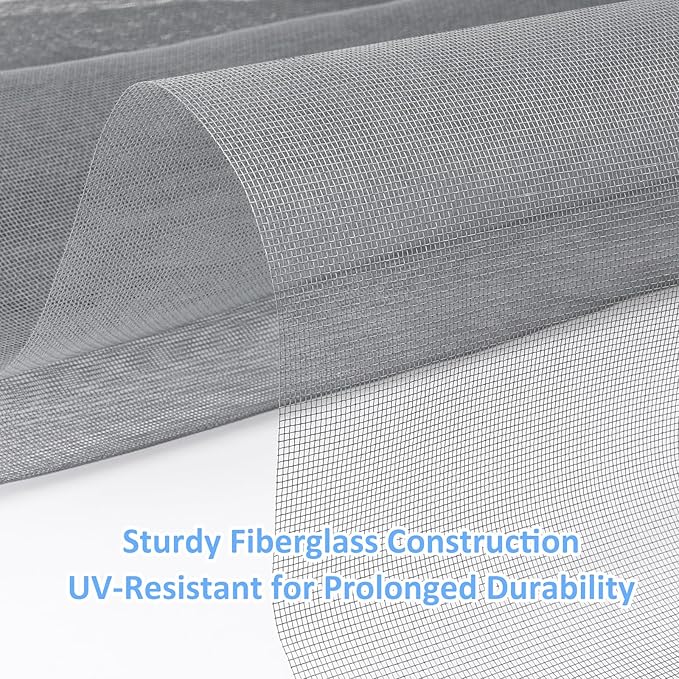 59"x79" Window Screen Mesh, Fiberglass Window Screen, Screen Door Mesh, Windows Screens and Screen Door Replacement, Patio Screen Mesh- Gray
