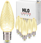 HLO Lighting Set of 25 Warm White C9 Faceted LED Christmas Light Bulbs for Indoor & Outdoor Use | Durable Replacement Bulbs