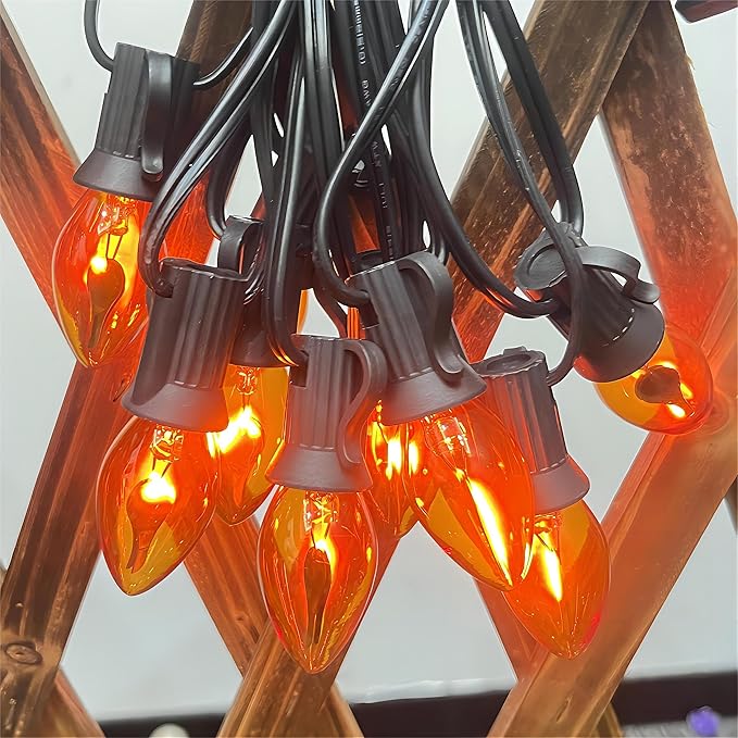 E12 Flicker Flame Replacement Candle Bulbs, 25-Pack Orange Flame Light Bulbs for Home Decor, Energy-Efficient Flickering Light Bulbs for Chandeliers, Wall Sconces, and Lanterns, UL Listed