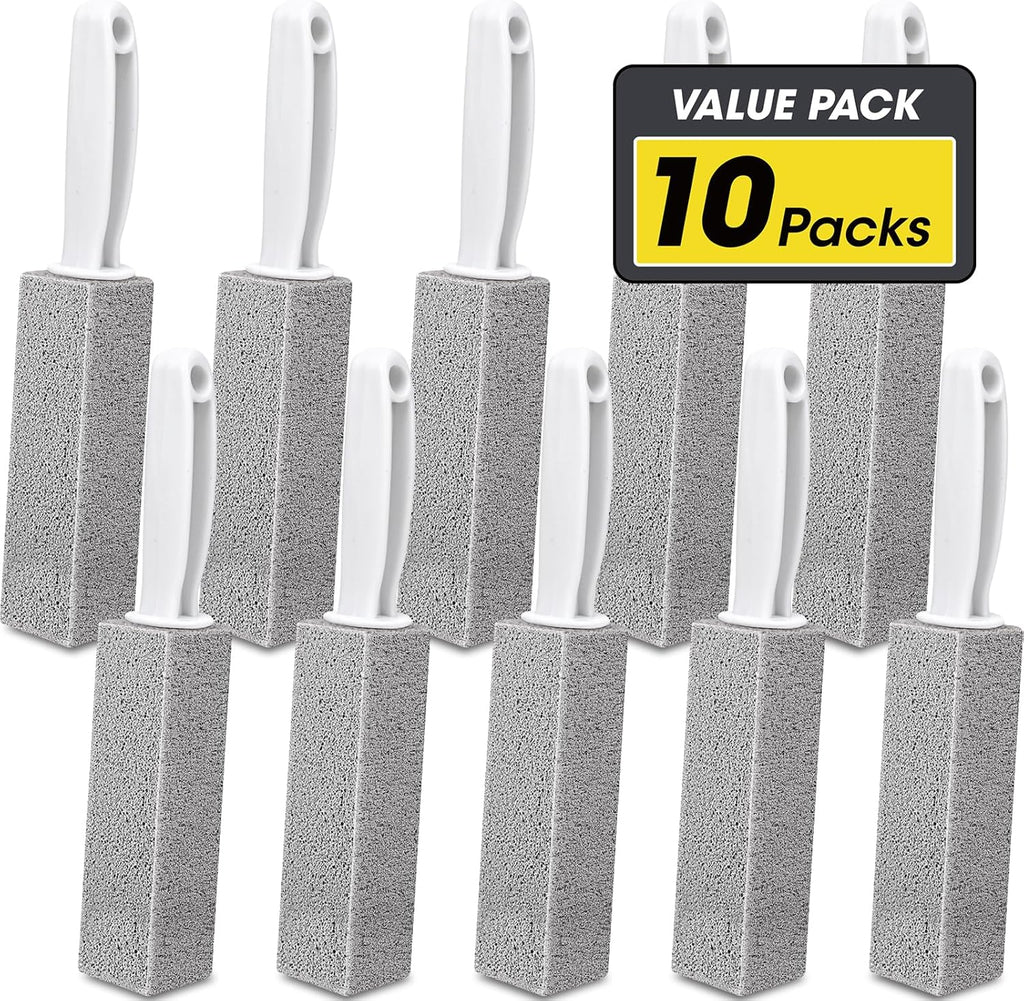 AZEN 10 Pack Pumice Stone for Cleaning, Pumie Scouring Stick with Handle, Pumice Stone Toilet Bowl Cleaner, Hard Water Stain Remover for Toilet, Bathroom, Kitchen Sink, Grill