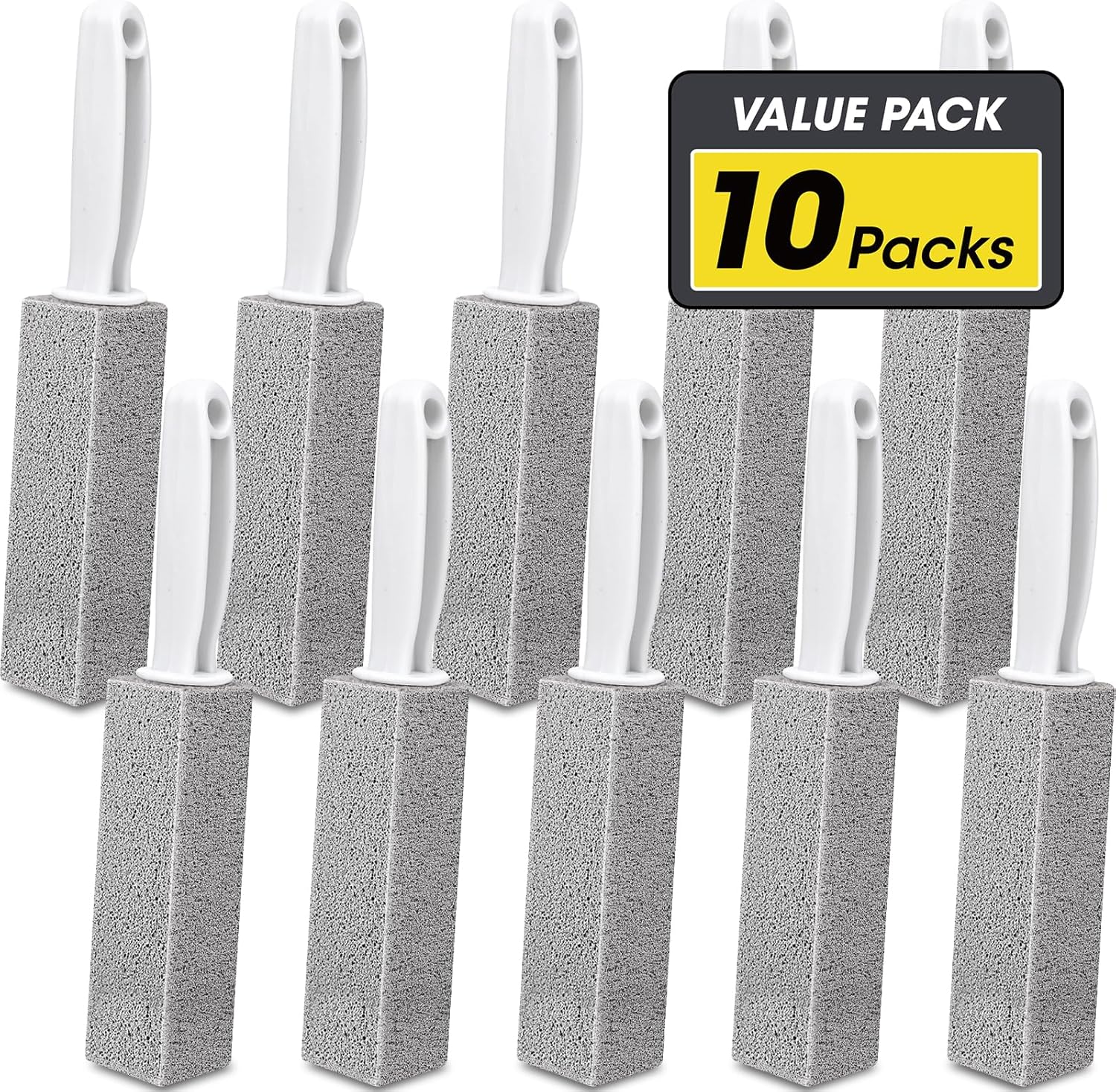 AZEN 10 Pack Pumice Stone for Cleaning, Pumie Scouring Stick with Handle, Pumice Stone Toilet Bowl Cleaner, Hard Water Stain Remover for Toilet, Bathroom, Kitchen Sink, Grill