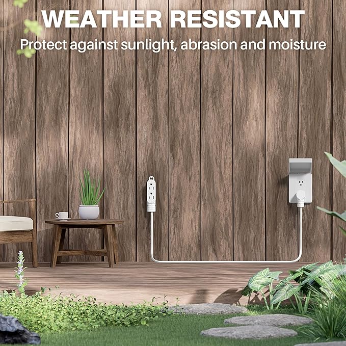 3 Prong Power Extension Cord with Multiple Outlets 2 FT, 16/3 Gauge Multi 3 Outlet Wire, 90 Degree Angled Male Plug, 16 AWG Grounded Wire (13A 125V 1625W), ETL Listed, White Cable with 25 Cable Ties