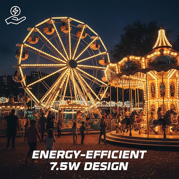 OHLECTRIC 10 Pack - S11 Ceramic White Night Light Bulbs | Dimmable | 7.5W Incandescent Light Bulb with E26 Medium Base | 40 Lumens Brightness | 2700K Warm White Light for Home Illumination.