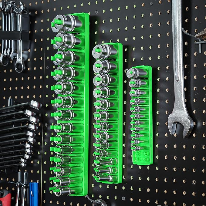 OEMTOOLS 22233 Tool Storage Organizer for SAE and Metric Socket, 6PC Socket Organizers for 1/4", 3/8", and 1/2" Drive Sockets, Optimize Toolbox Organization