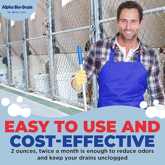 ALPHA BIO-DRAIN - Enzyme-Based Maintenance to Help Prevent Clogs and Reduce Odors from Pet Waste, Grease, Hair in Drains and Septic Systems - ½ Gallon by Alpha Tech Pet
