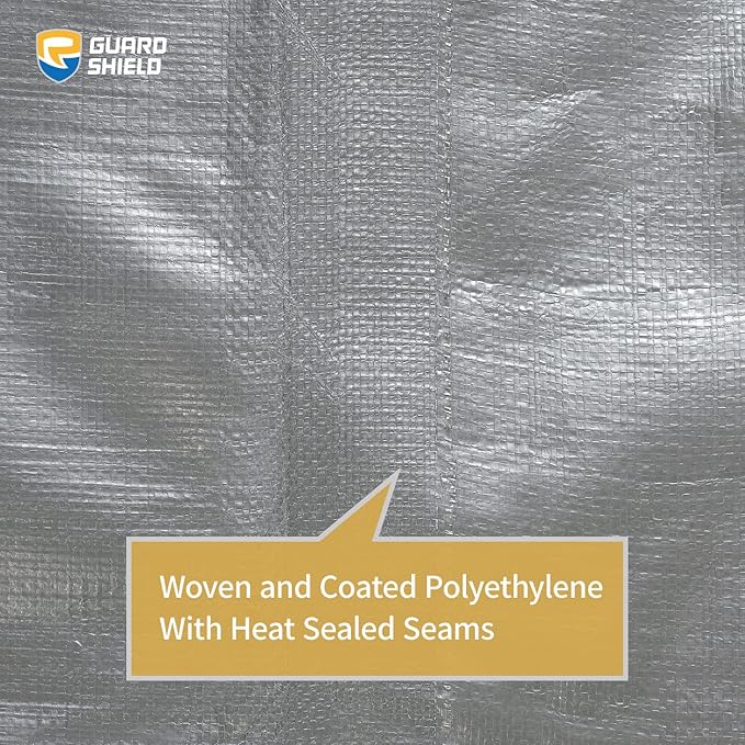 GUARD SHIELD Heavy Duty Tarp 30x30 Feet Silver/Black Multi Purpose Thick Waterproof Poly Tarp Cover 10mil