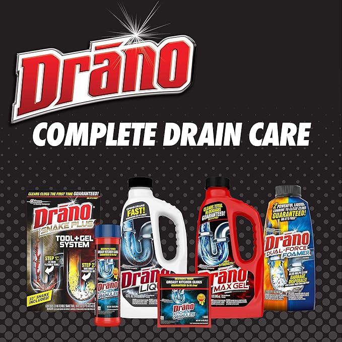 Drano Kitchen Granules Drain Clog Remover and Cleaner, 17.6 Ounce