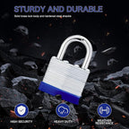 Lock Outdoor Padlocks, Laminated keyed Padlock, 1-9/16 in Wide Body, Padlock Set with Keys (48Pack)