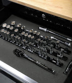 ARES 70087-3-Piece Aluminum Socket Organizer - 1/4-Inch, 3/8-Inch, and 1/2-Inch Drive Rails Hold 48 Sockets and Keep Your Tool Box Organized