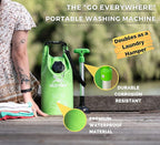 One Hand Wash Bag and Plunger Set - Off Grid Washing Machine Non Electric for Camping Travel | Eco Friendly Portable Manual Clothes