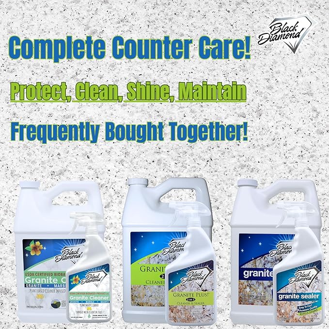 Black Diamond Stoneworks GRANITE PLUS! 2 in 1 Cleaner & Sealer for Granite, Marble, Travertine, Limestone, Ready to Use! (1-Quart/1-Gallon)