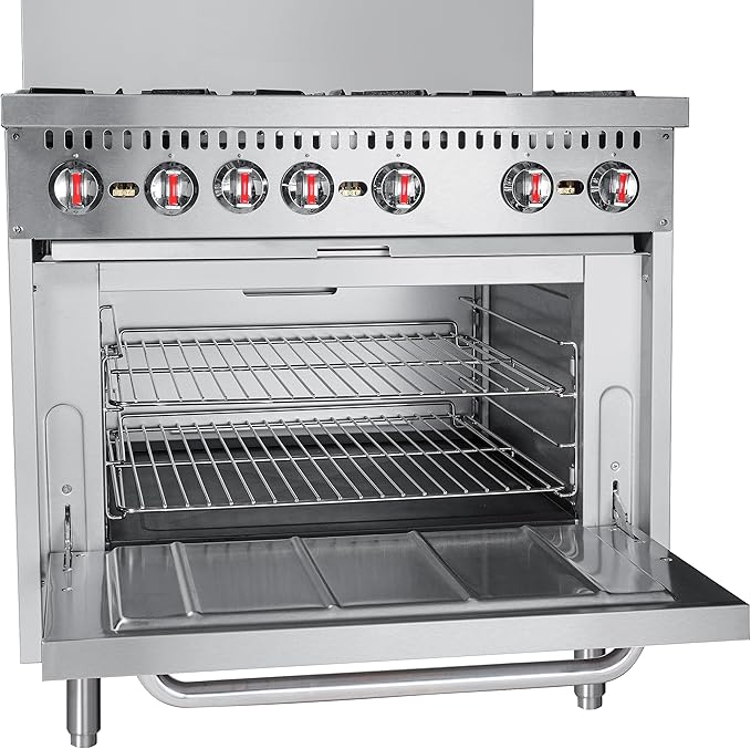KoolMore KM-CR36-LP 36 in. 6 Burner Commercial Liquid Propane Range with Oven