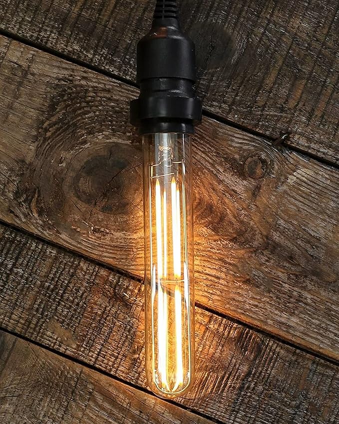 Long T10 LED Bulb, 7.3in Vintage Edison Dimmable Bulb 6W 2700K Warm White Tubular Bulbs, E26 Medium Base Clear 600LM 60W Equivalent for Cylinder Pendant Wall Sconces Chandelier Vanity 6Pack