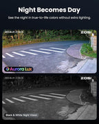 ZOSI 4K PoE Security Camera System,4pcs 4K C186 Aurora Lux Outdoor Indoor Wired Cameras,True Full Color Night Vision,Person Vehicle Detection,2 Way Audio,8MP 8CH NVR with 2TB HDD for 24/7 Recording